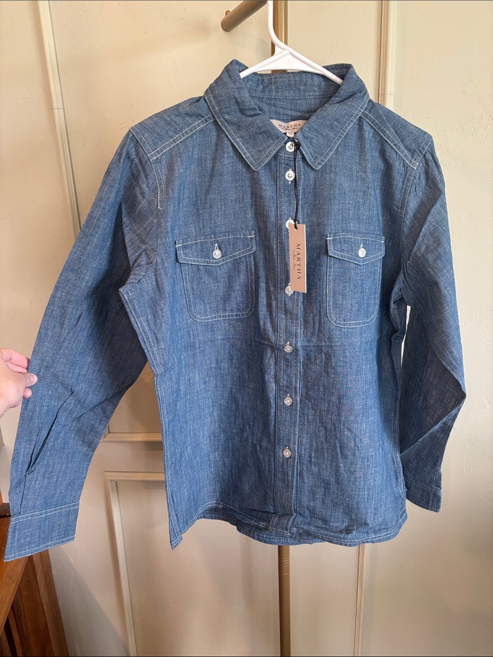 Martha Stewart Button-Front Soft Denim Top MSRP $71